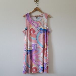 Chico's Sublimated Painted Print "Kimmi" Knee Length Dress Size XL
